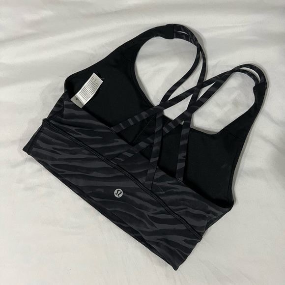 Lululemon Energy Bra Long Line Le Tigre Camo Deep Coal - Picture 2 of 3